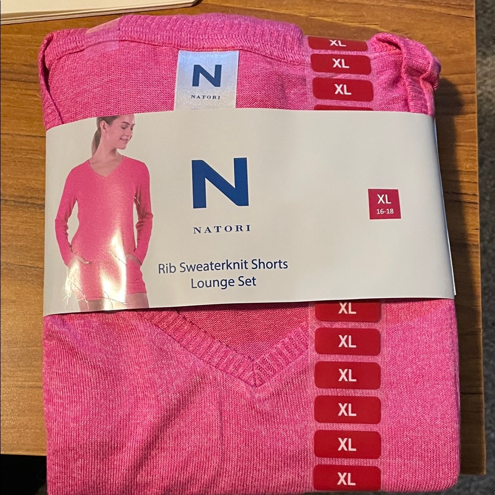 Natori V-Neck Pink Sweater Lounge Set